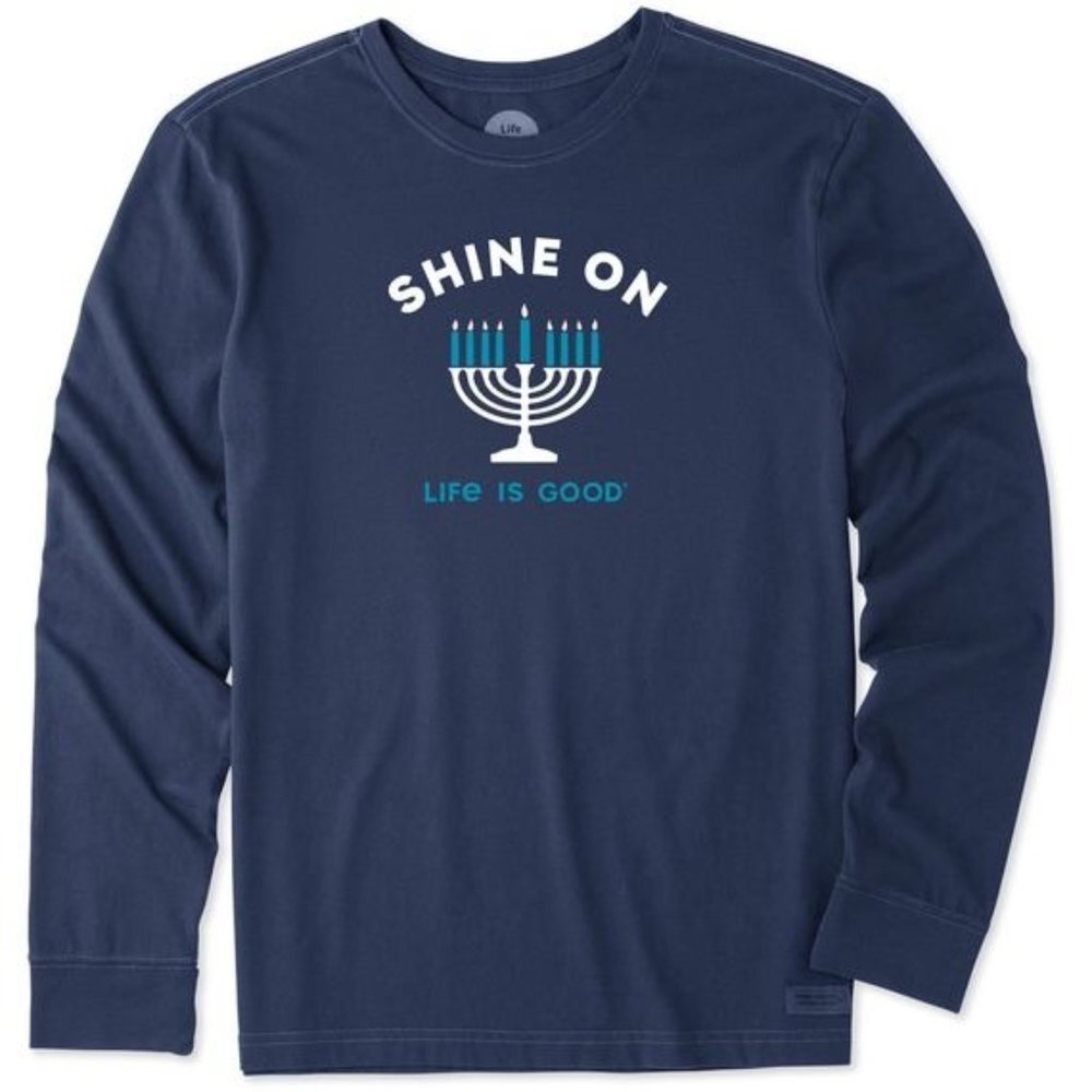 Life is Good Men's‎ Shine On Menorah Long Sleeve Crusher Tee sz L